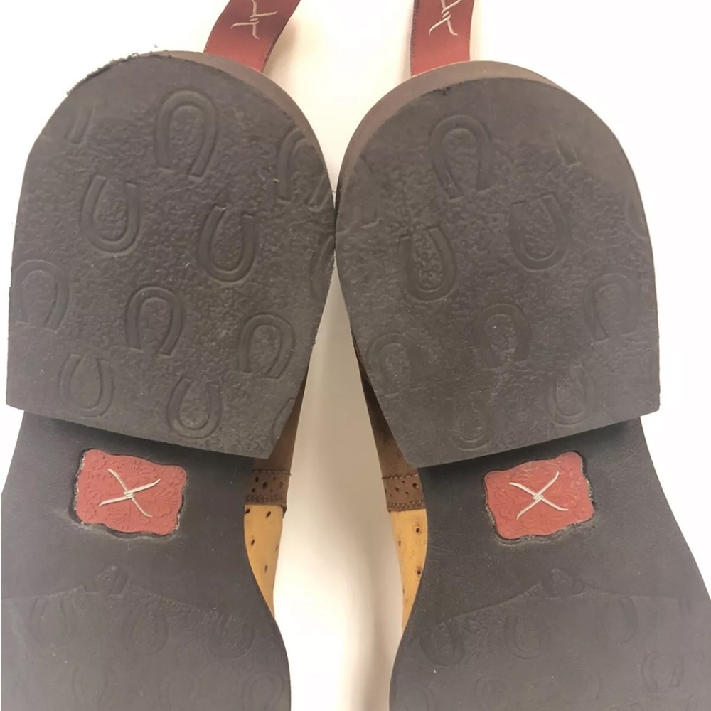 Twisted X Cowboy Tan Light Brow Ostrich Leather Western Boots - Picture 8 of 10